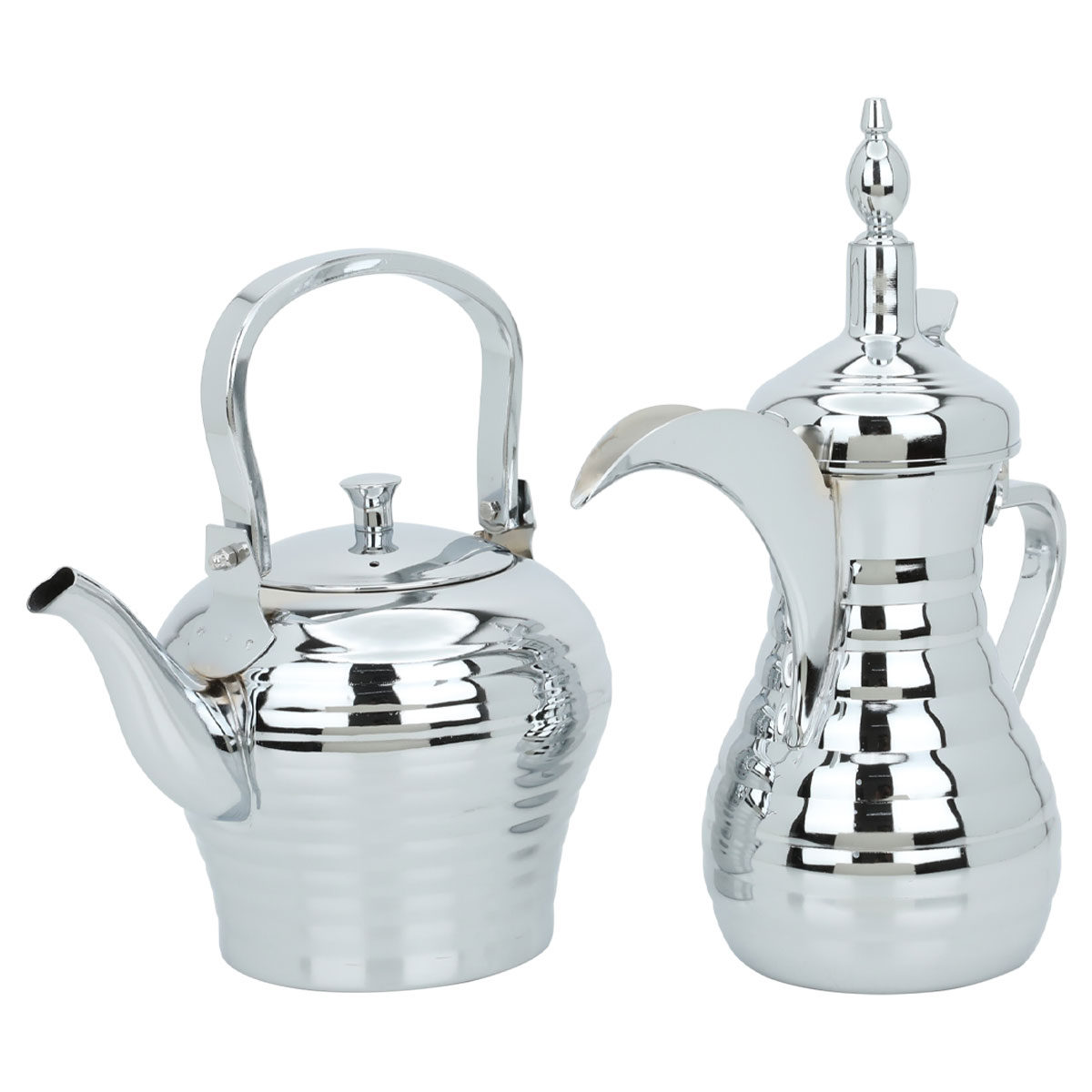Al Saif Gallery Tuwaiq Steel Dallah Set, 2 Pieces - Silver product image