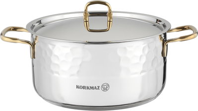طقم قدور ستانلس ستيل ايرنا 2كوركماز، 8 قطعة - فضي ذهبي product image 3