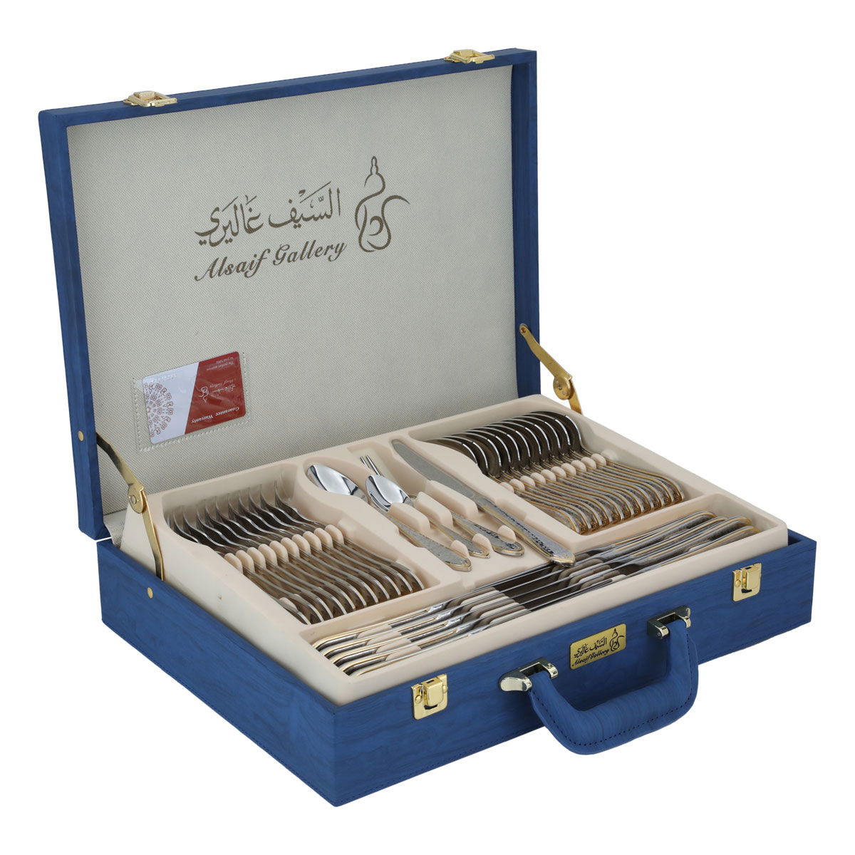Al Saif Gallery steel cutlery bag, 72 pieces - silver and gold product image