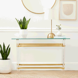 مدخل استقبال اكريليك زجاج، 80×140×40 سم - ذهبي شفاف product image 2