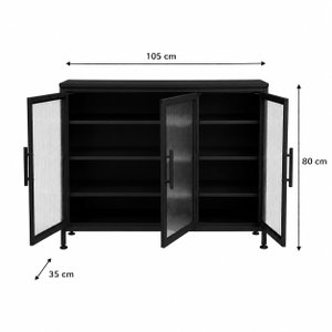 Modern buffet made of MDF wood and metal, 80×105×35 cm - Black brown product image 2