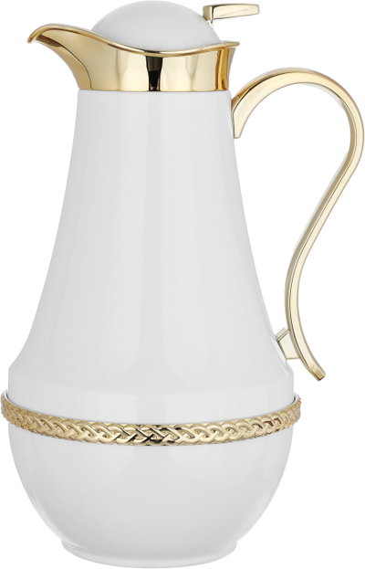 Al Saif Gallery Nouf thermos set, 0.7 / 1 liter, 2 pieces, thermal glass inner container, stainless steel outer shell - golden white product image 7