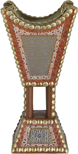 Mosaic wooden incense burner, 14x14x27cm, base - multi-colored product image