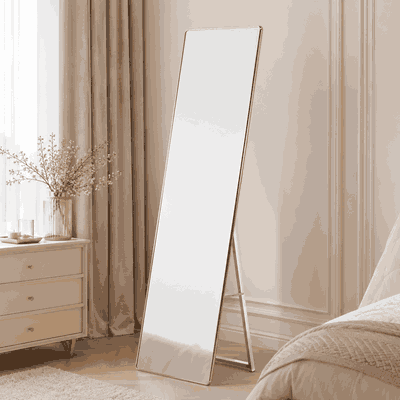 مراية ستاند زجاج، 170×50 سم، ستاند معدن - ذهبي product image 1