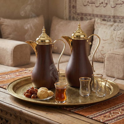 طقم ترامس السيف غاليري وصائف 4، قطعتين،1 لتر/0.7 لتر - بني ذهبي product image 2