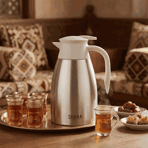 ترمس شاها، حافظة داخلية ستانلس استيل، 2 لتر، ضغاط - كريمي فضي مطفي product image 2