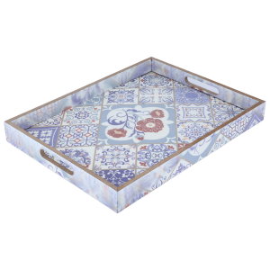 Al Saif Gallery Wood Tofareya, 39x29.5x4.3 cm, Engraved Rectangle - Light Blue product image 2