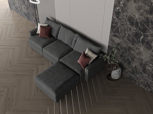 Modern L-shaped Swedish wood sofa, 250 x 160 cm, Chanel fabric - dark gray product image 2