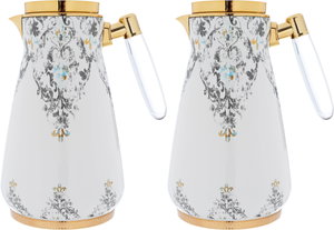 Al Saif Gallery Sahar thermos set, 1/0.75 litre, two pieces, thermal glass inner container, steel outer shell - white product image 2