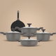 طقم قدور جرانيت وألمنيوم بغطاء زجاج روبوست، 9 قطع - بني فاتح product image 1