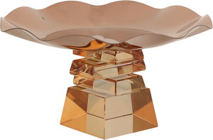 ستاند تقديم ستانلس استيل السيف غاليري، 20x20x12 سم، قاعدة مربع زجاج - عسلي نحاسي product image