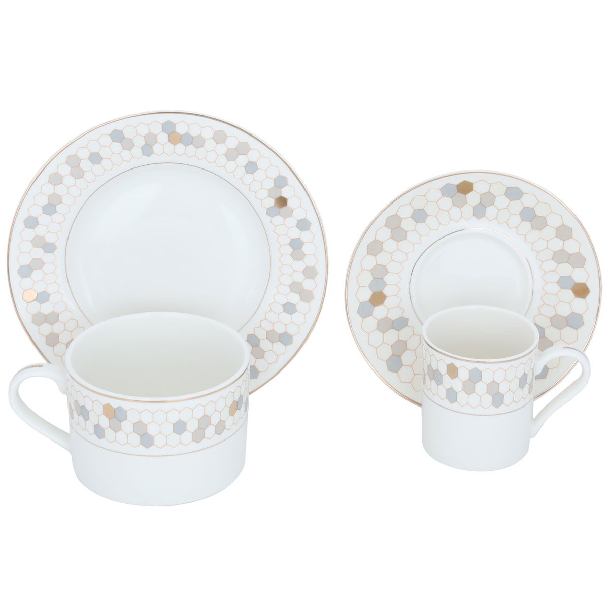 طقم سفرة بورسلان السيف غاليري، 86 قطعة، شكل سداسي - أبيض product image 5