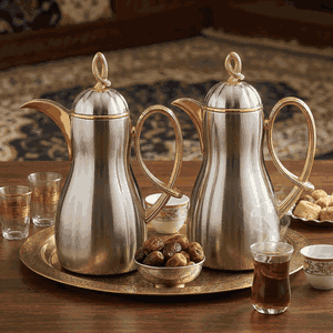 ArwaAl Saif Gallery thermos set, 1 + 1 liter, two pieces, thermal glass inner shell, plastic outer shell - silver product image 2