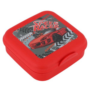 Al Saif Gallery plastic lunch box, 630 ml, racing car drawing - red product image 2