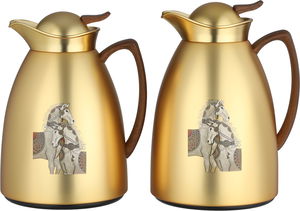 طقم ترامس العاديات سيف بلص، 0.7 / 1 لتر، خامة داخلية زجاج، غطاء ضغاط - ذهبي خشبي product image