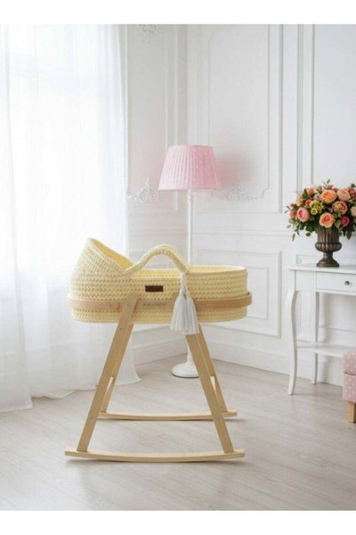 سلة اطفال كروشية فان مومنت، 76×40×20 سم، بقاعدة هزاز - بيج product image 5