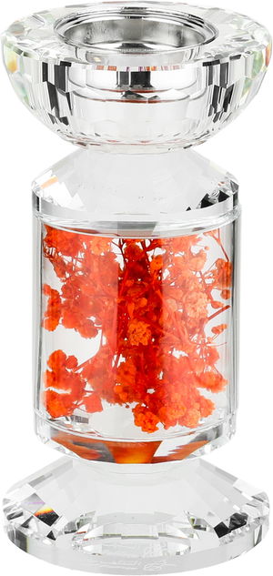مبخرة زجاج السيف غاليري، مزينة زهور برتقالي، 8x8x15 سم - شفاف product image