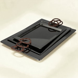 طقم صواني تقديم استيل الجهوري، 3 قطع - اسود لامع product image