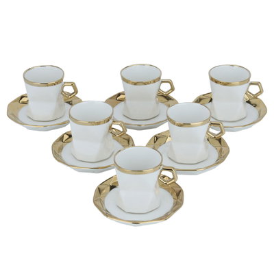 طقم فناجين قهوة بورسلان السيف غاليري، 12 قطعة، صحن - أبيض product image 2