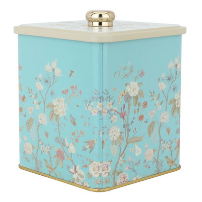 Al Saif Gallery Steel Storage Box, 120 x 120 x 137 mm, Floral Pattern - Light Blue product image 2
