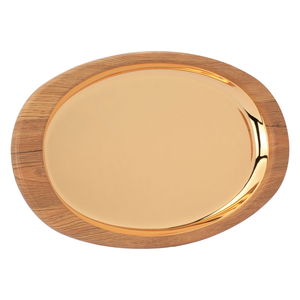 طوفرية بيضاوية استيل السيف غاليري، 55x32x4 سم، بحافة خشب - ذهبي product image