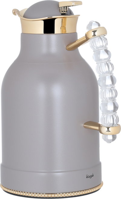 Al Saif Gallery Farida thermos set, 1/0.7 litre, transparent handle, two pieces, thermal glass inner case, steel outer case - Cappuccino product image 5