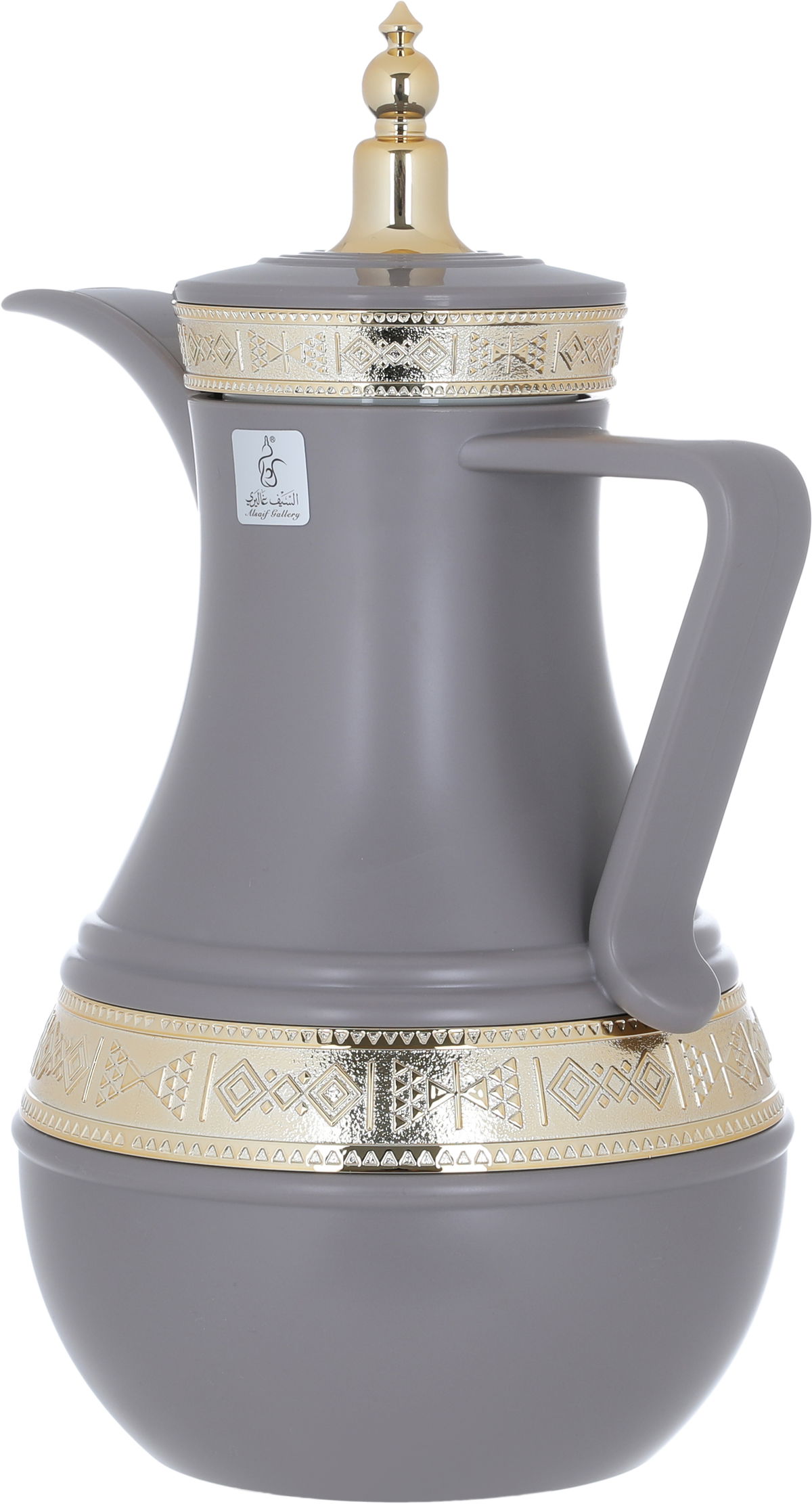 Al Saif Gallery Amal thermos set, 1/0.75 litre, two pieces, gilded, thermal glass inner shell, plastic outer shell - Cappuccino product image 8
