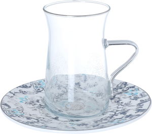Al Saif Gallery Porcelain Bialat Set, 12 Pieces - Transparent Grey product image