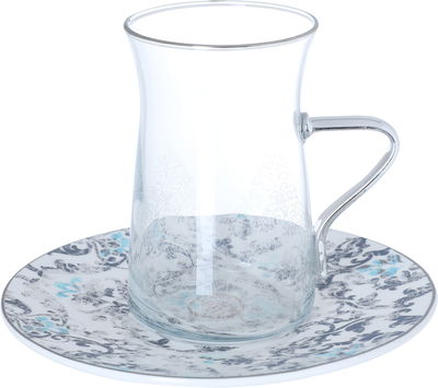 Al Saif Gallery Porcelain Bialat Set, 12 Pieces - Transparent Grey product image 1