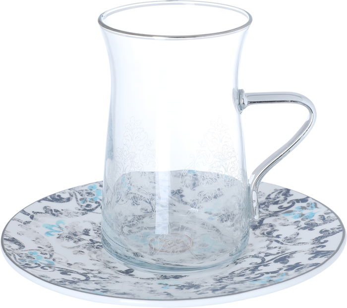 Al Saif Gallery Porcelain Bialat Set, 12 Pieces - Transparent Grey product image 1