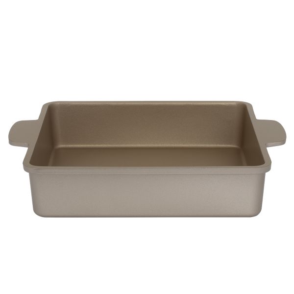 Rocky Aluminum Hollow Cake Mold, 24 x 24 x 6.5 cm, Rectangle - Dark Gold product image