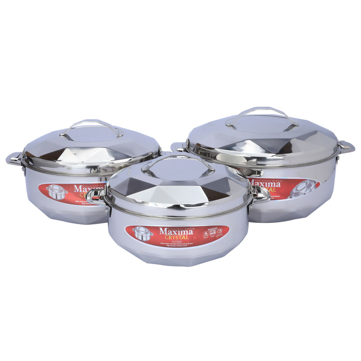 طقم حافظات طعام استيل ماكسيما، 3 قطع - فضي product image