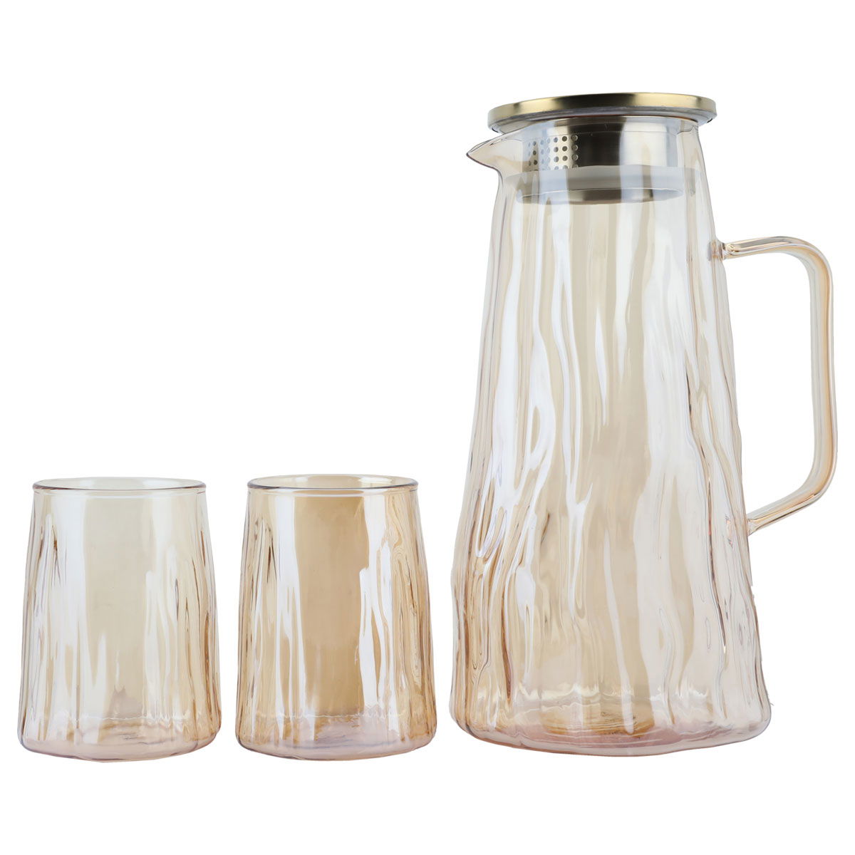 Alsaif Gallery Glass Geek Set, 1800 ml, 2 cups, lid - light brown product image