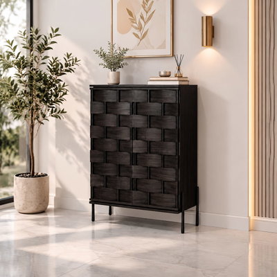 Modern MDF wooden buffet, 105×75×35 cm - Black product image 3