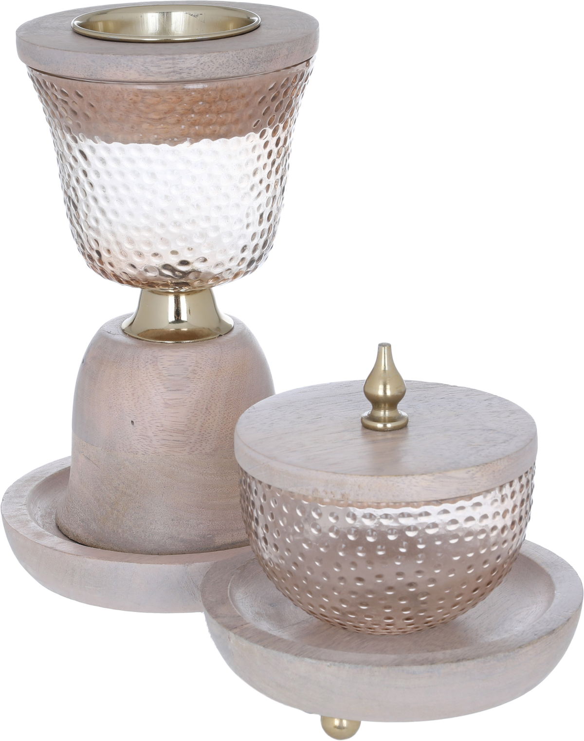طقم مبخرة زجاج و علبة بخور السيف غاليري، 3 قطع - شفاف بني product image 2