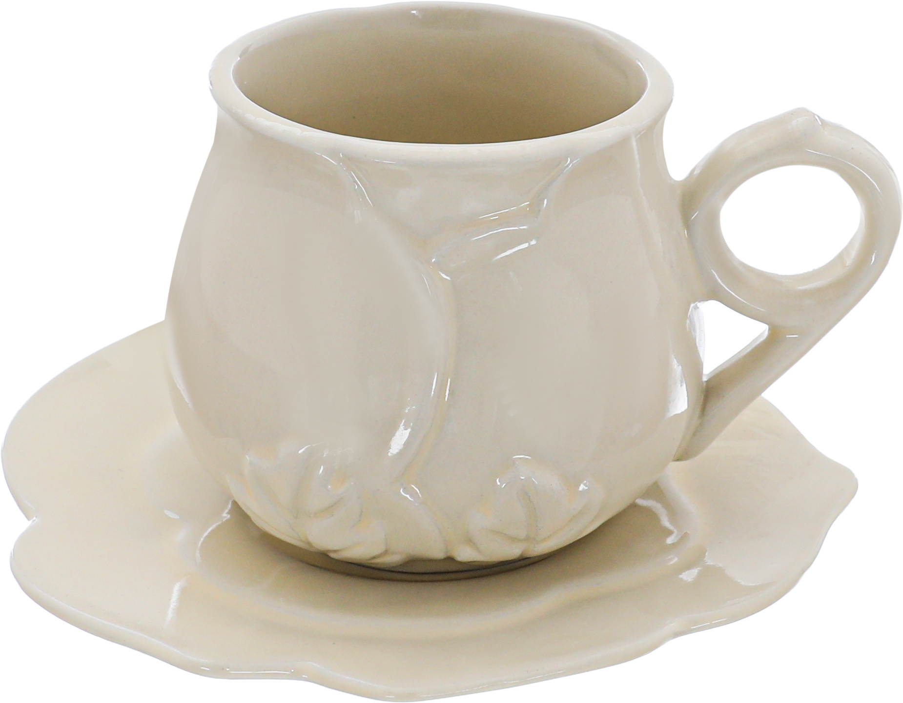 Al Saif Gallery porcelain cup, 200 ml, wooded, with saucer, 2 pieces - white product image