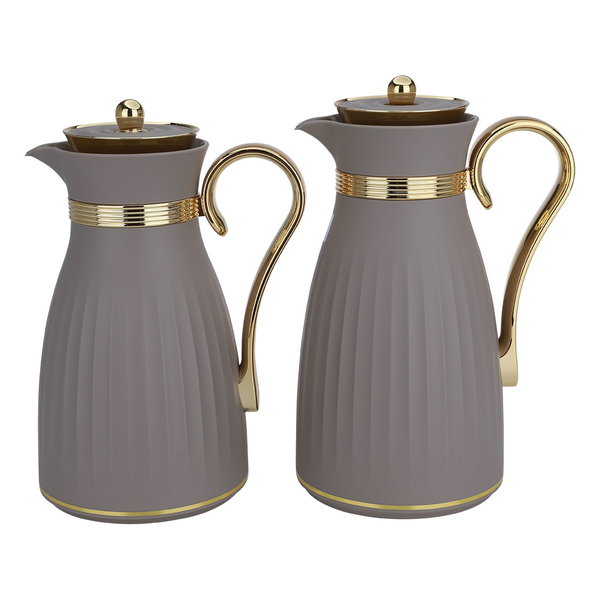 Al Saif Gallery Danat thermos set, 1/0.7 liter, thermal glass inner shell, plastic outer shell - light gray product image 1