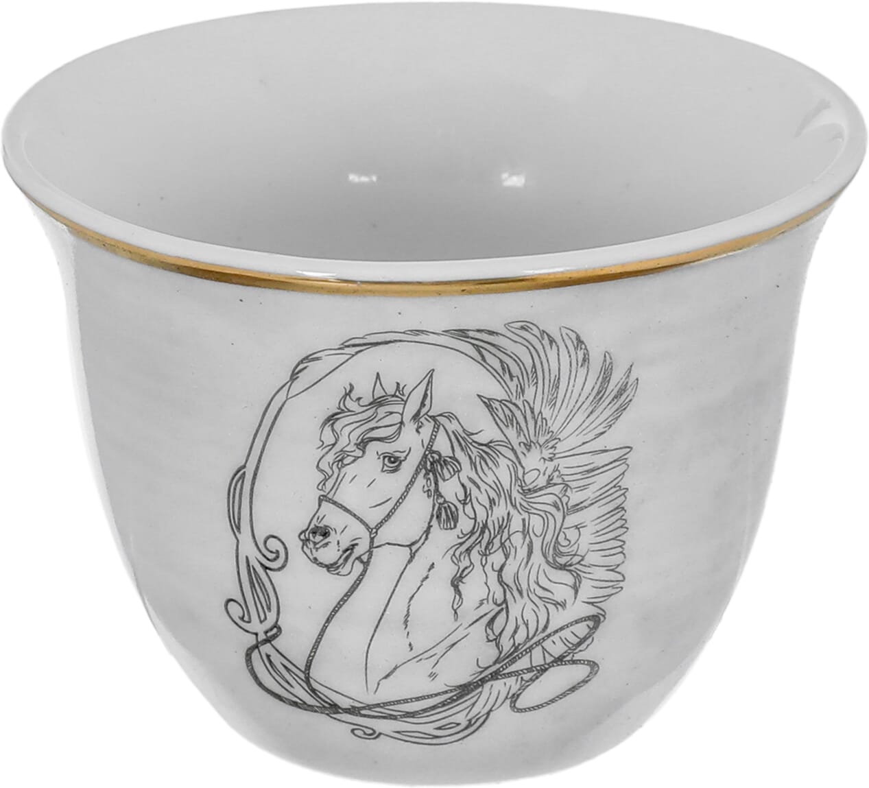Al Saif Gallery Arabic coffee cups set, 12 pieces, 90 ml, horse pattern - Grey product image 2