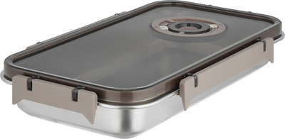 طقم علب تخزين ستانلس استيل، 3 قطع، غطاء بلاستيك، قفل - فضي بني product image 5