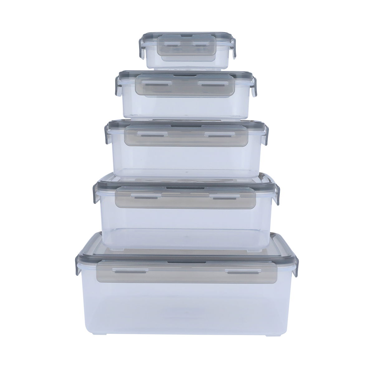 Al Saif Gallery Plastic Boxes Set, Rectangular, 5 Pieces - Transparent Black product image 4