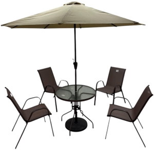 طاولة مظلية حديد ،100×100×75 سم، 4 كراسي - بني product image