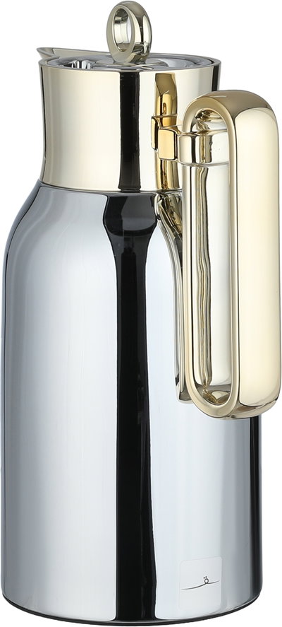 Al Saif Gallery Al Durra Thermos Set, 1/1 Liter, 2 Pieces, Glass Inner Container, Push Button, Gold-Silver Handle product image 7