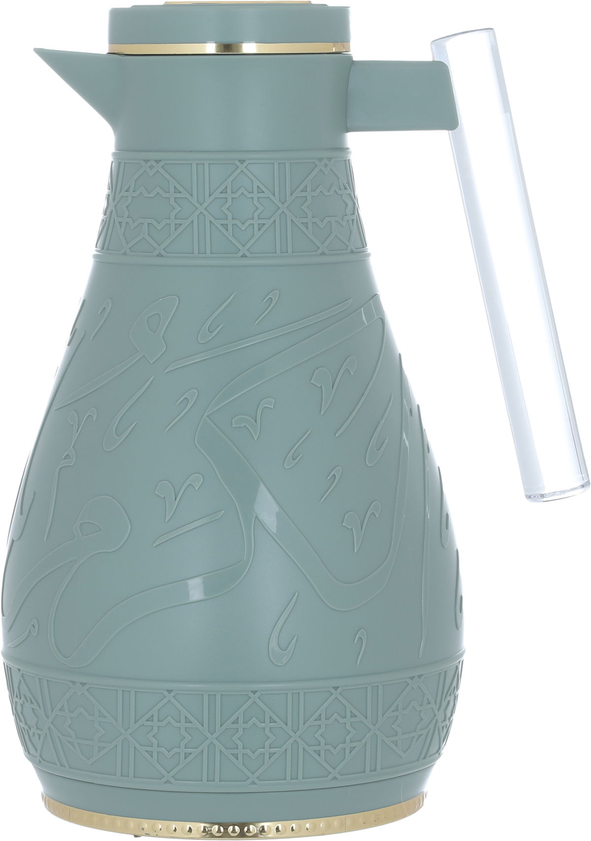 Al Saif Gallery Karam thermos set, 1/0.65 liter, Islamic pattern, thermal glass inner shell, plastic outer shell - green product image 4