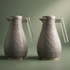 KaramAl Saif Gallery Thermos Set, 1/0.65 L, 2 Pieces, Inner Glass Thermos, Pressure Cooker - Cappuccino product image