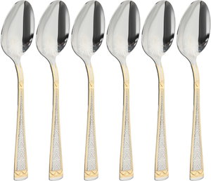 Al Saif Gallery steel spoon set, 6 pieces, engraved - gold silver product image 2