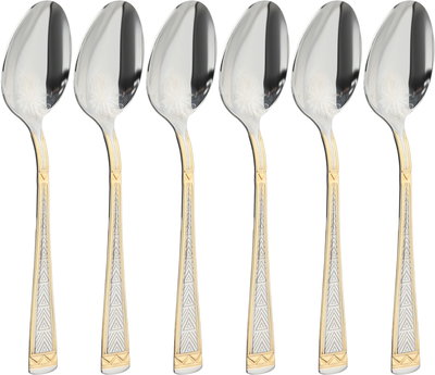 طقم ملاعق استيل السيف غاليري، 6 قطع، منقوش - فضي ذهبي product image 2