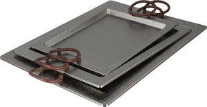 طقم صواني تقديم استيل الجهوري، 3 قطع - فضي product image 2