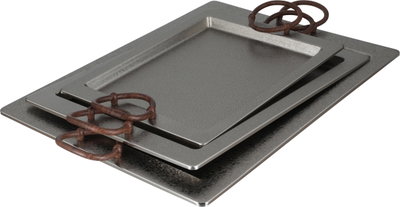 طقم صواني تقديم استيل الجهوري، 3 قطع - فضي product image 2