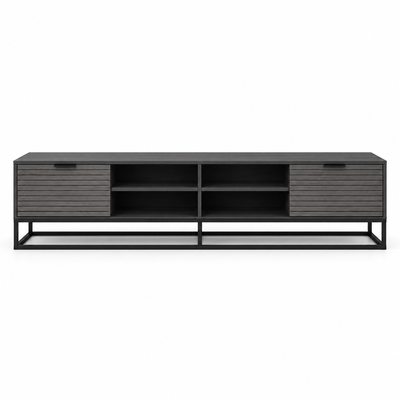 طاولة تلفزيون، 50×200×40 سم، خشب MDF، إطار معدن، أدراج - رمادي خشبي product image 3