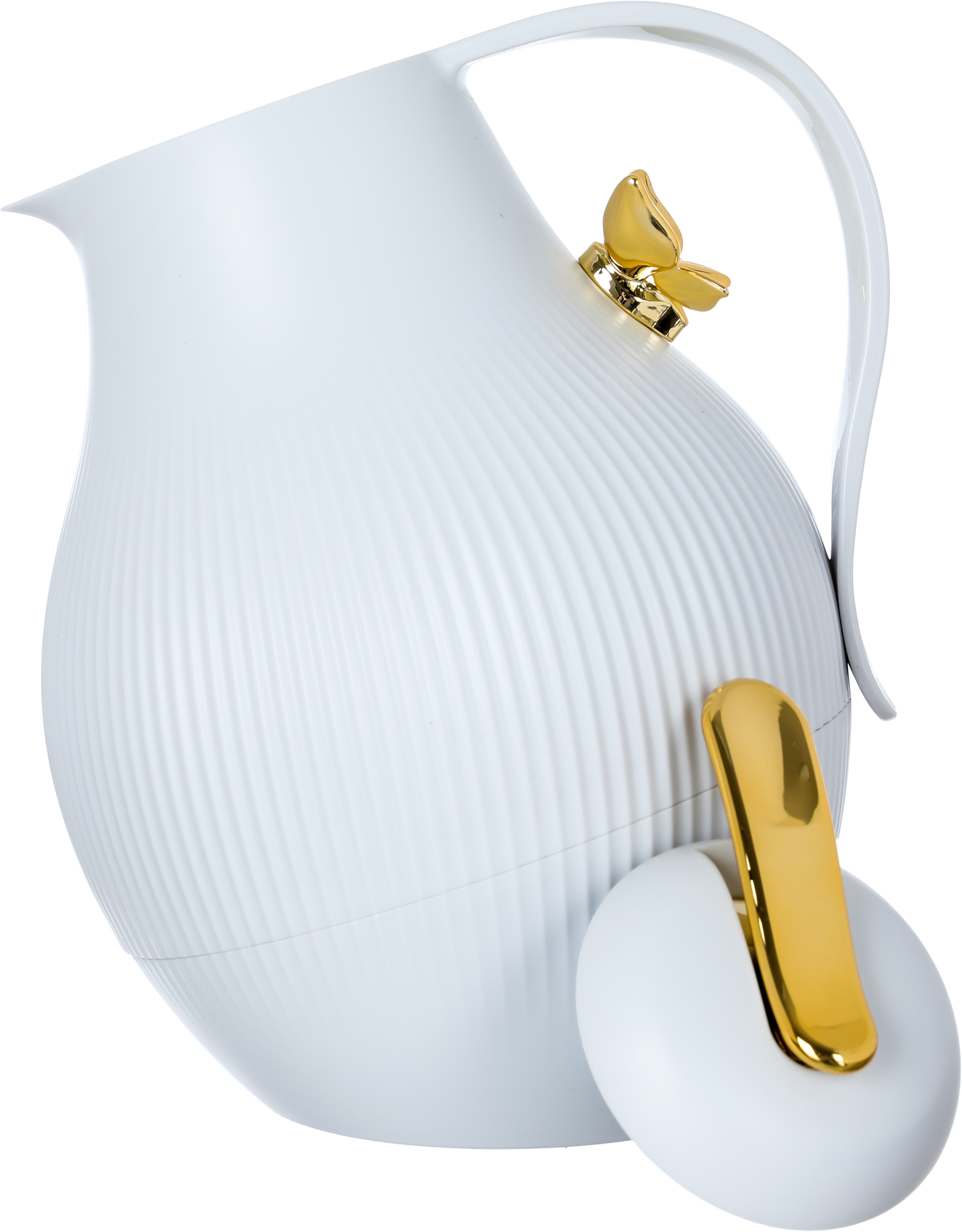 Al Saif Gallery Dora thermos, 1.5 liters, golden butterfly, thermal glass inner container, plastic outer shell - light gray product image 3